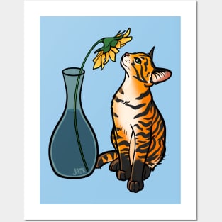 Sunflower Tiger Tabby Posters and Art